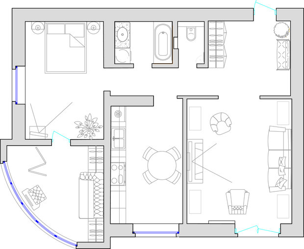 Фотография: Планировки в стиле , Балкон, Интерьер комнат – фото на INMYROOM