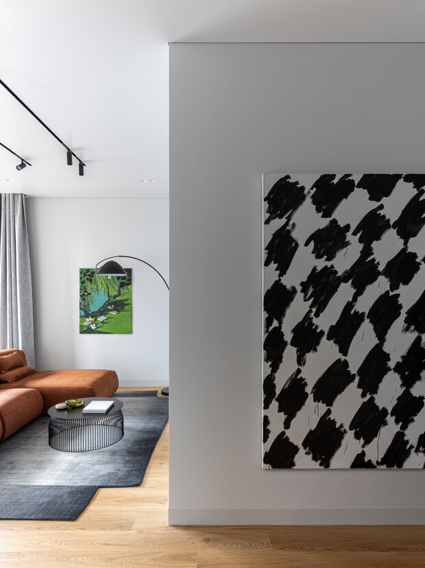 Фотография: Гостиная в стиле Современный, Квартира, Проект дня, Москва, 4 и больше, Более 90 метров, Фестиваль-Парк 2, Екатерина Шевелева – фото на INMYROOM