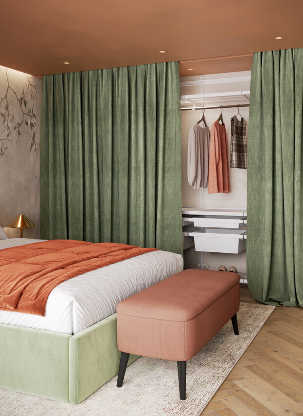 Фотография: Спальня в стиле Современный, Квартира, Проект дня, Московская область, Ирина Собыленская, 4 и больше, 60-90 метров, эклектичный с элементами этники и современного дизайна – фото на INMYROOM