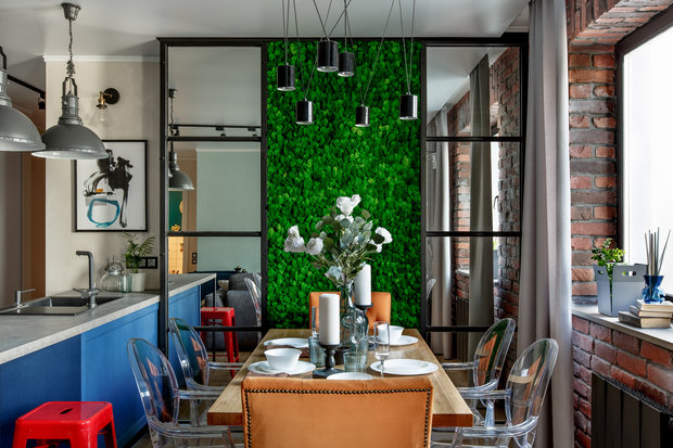 Фотография: Кухня и столовая в стиле Лофт, Современный, Квартира, Проект недели, Legrand, Самара, Монолитный дом, 4 и больше, Более 90 метров, Etika, Айгуль Султанова, яркая квартира – фото на INMYROOM