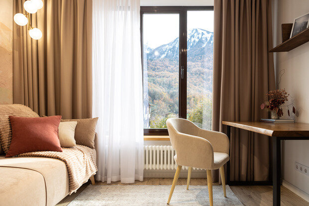 Фотография: Кабинет в стиле Современный, Квартира, Проект дня, Сочи, Блочный дом, 3 комнаты, 60-90 метров, Красная Поляна, современный с элементами минимализма и скандинавского стиля, Анна Терентьева – фото на INMYROOM