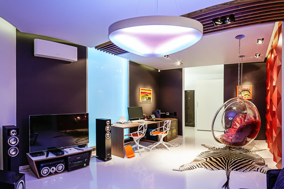 Фотография: Гостиная в стиле Хай-тек, Квартира, Дома и квартиры – фото на INMYROOM