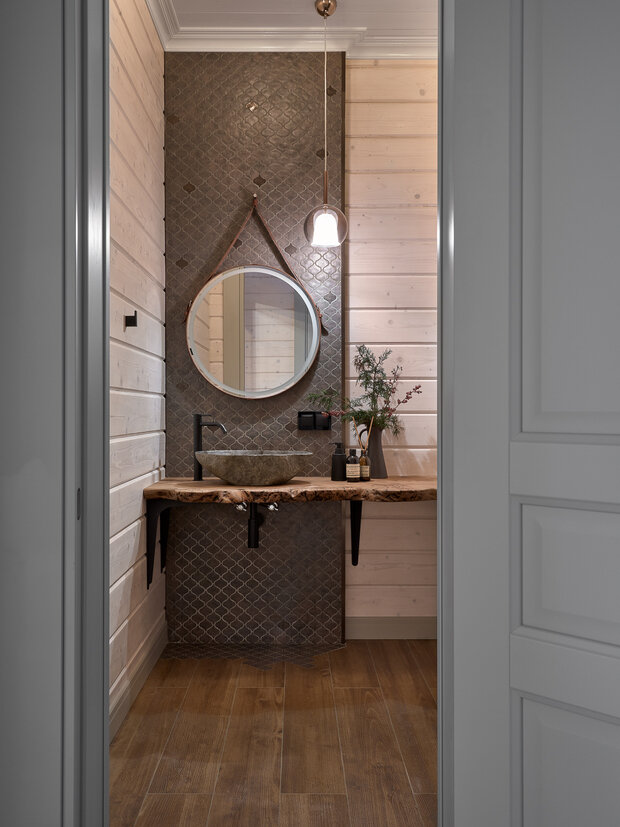 Фотография: Ванная в стиле Прованс и Кантри, Эклектика, Дом, Проект недели, Дом и дача, Московская область, Ирина Васильева, 4 и больше, Более 90 метров, Александра Лепина, студия SVETLITSA – фото на INMYROOM