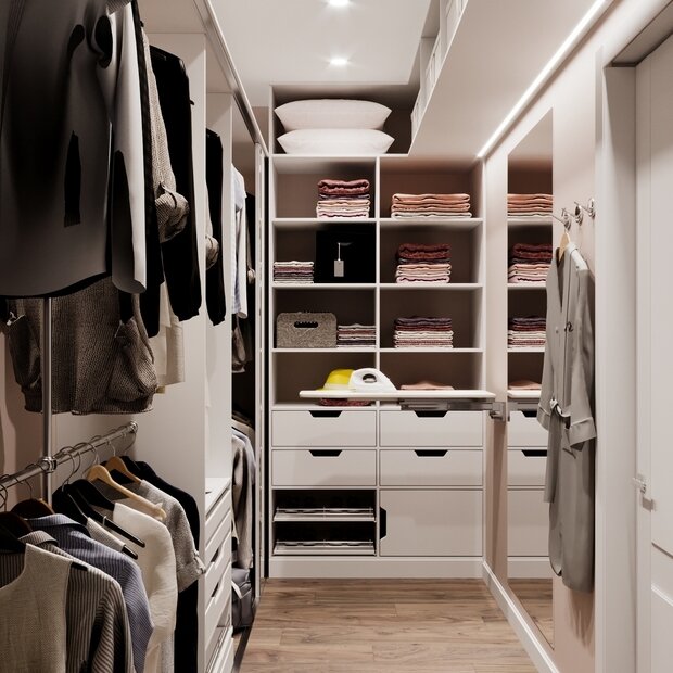 Фотография: Гардеробная в стиле Скандинавский, Современный, Эклектика, Квартира, Проект недели, Санкт-Петербург, 3 комнаты, Более 90 метров, VizDiz, Илона Ореховская – фото на INMYROOM