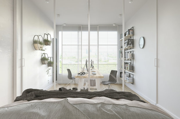 Фотография: Спальня в стиле Скандинавский, Минимализм, Квартира, Белый, Проект недели, Бежевый, 3 комнаты, Более 90 метров, ПРЕМИЯ INMYROOM, Валентина Лабодина – фото на INMYROOM