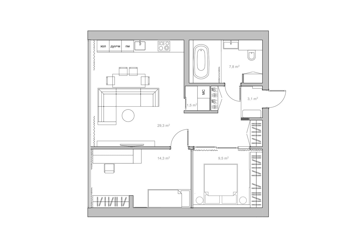 Фотография: Планировки в стиле , Современный, Квартира, Проект недели, Беларусь, 3 комнаты, 60-90 метров, Мозырь, Катерина Шилюк – фото на INMYROOM