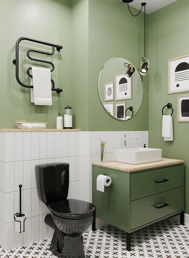 Фотография: Ванная в стиле Скандинавский, Гостиная, Квартира, Проект недели, 1 комната, до 40 метров, Тольятти – фото на INMYROOM