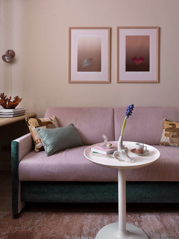 Фотография: Гостиная в стиле Современный, Малогабаритная квартира, Квартира, Проект дня, Москва, Одинцово, Кирпичный дом, 2 комнаты, 40-60 метров, Марина Жеренко – фото на INMYROOM