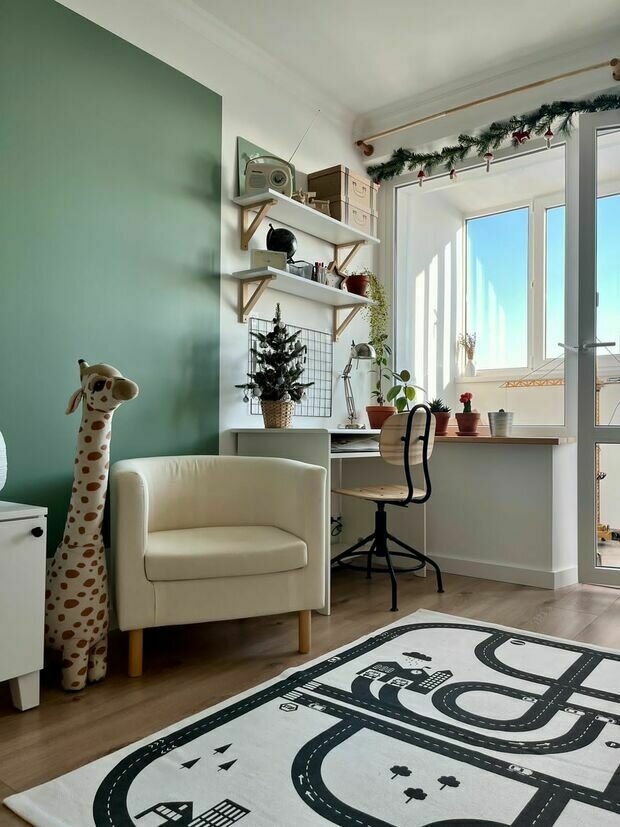 Фотография: Детская в стиле Скандинавский, Современный, Квартира, Проект недели, Москва, Панельный дом, 2 комнаты, 40-60 метров, И-700, Алена Жирова – фото на INMYROOM
