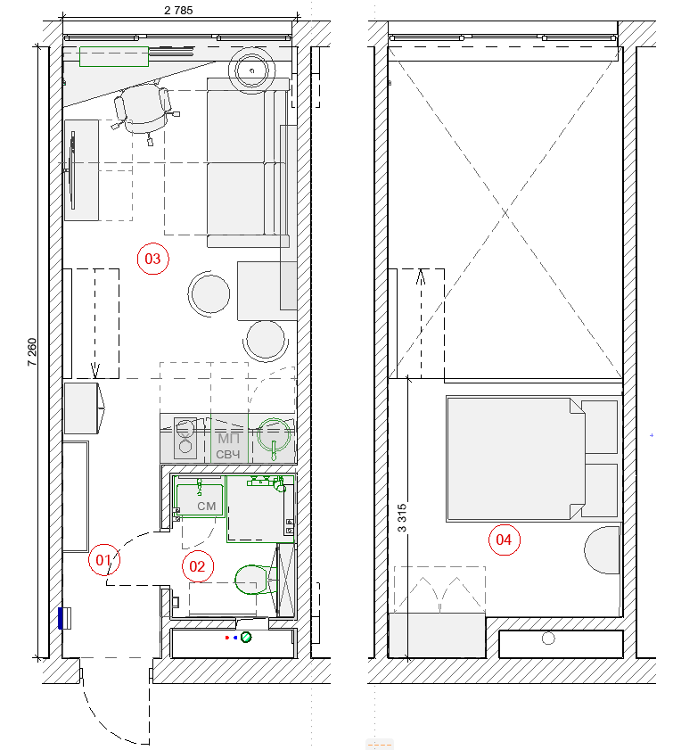 Фотография: Планировки в стиле , Лофт, Малогабаритная квартира, Квартира, Студия, Проект недели, Москва, до 40 метров, КубКвадрат – фото на INMYROOM
