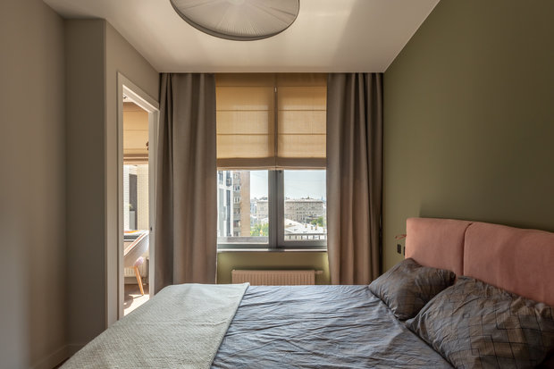 Фотография: Спальня в стиле Минимализм, Современный, Квартира, Проект недели, Москва, Buro Brainstorm, 1 комната, до 40 метров, 40-60 метров – фото на INMYROOM