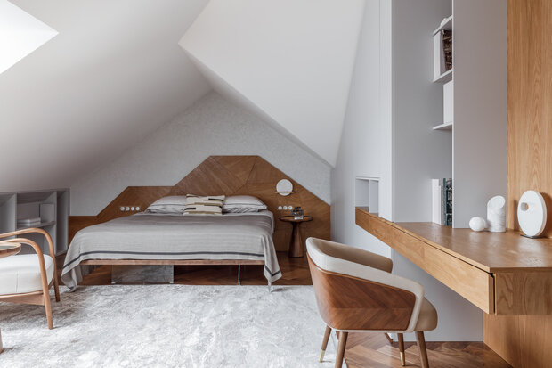 Фотография: Спальня в стиле Современный, Дом, Проект дня, Москва, Блочный дом, 4 и больше, Более 90 метров, Эксклюзивные проекты, современный с элементами классики и роскоши, Юлия Стоянова – фото на INMYROOM