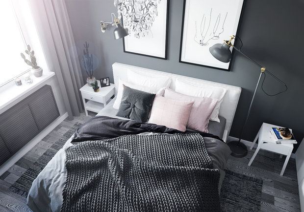 Фотография: Спальня в стиле Скандинавский, Квартира, Проект недели, Минск, 3 комнаты, 60-90 метров, Монолитно-кирпичный, Ирина Горячко – фото на INMYROOM