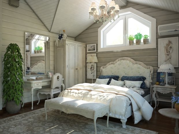 Фотография: Спальня в стиле Прованс и Кантри, Дом, Россия, Декор, Мебель и свет, Белый, Бежевый, Серый, Коричневый, Дом и дача, Павел Алексеев, Казань, dom-iz-brusa – фото на INMYROOM