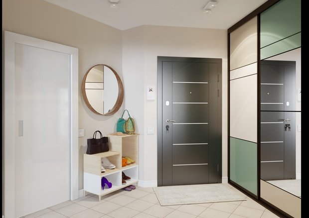 Фотография: Прихожая в стиле Скандинавский, Квартира, Проект недели, Московская область, Анна Кларк, Лобня, Anna Clark interiors, новостройка, Панельный дом, 1 комната, 40-60 метров, РД-17.04 – фото на INMYROOM