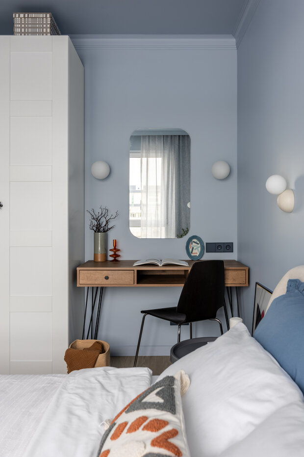 Фотография: Спальня в стиле Современный, Минимализм, Малогабаритная квартира, Квартира, Проект дня, Москва, 1 комната, Екатерина Василькова – фото на INMYROOM