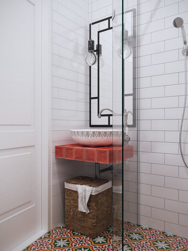 Фотография: Ванная в стиле Скандинавский, Современный, Малогабаритная квартира, Квартира, Студия, Проект недели, Санкт-Петербург, новостройка, Даниил Щепанович, Анна Щепанович, Cubiq Studio, Кирпичный дом, Монолитный дом, до 40 метров – фото на INMYROOM