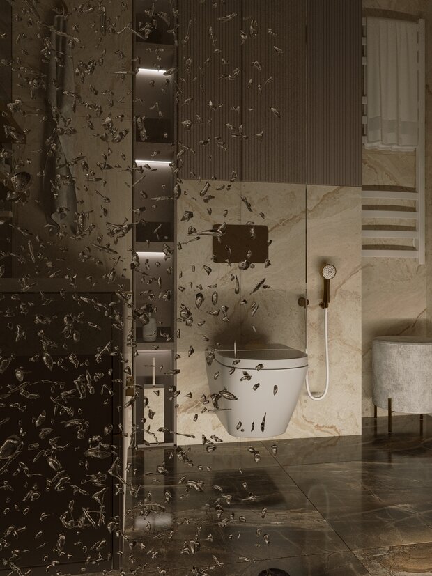 Фото из портфолио Санузел с золотыми акцентами – фотографии дизайна интерьеров на INMYROOM