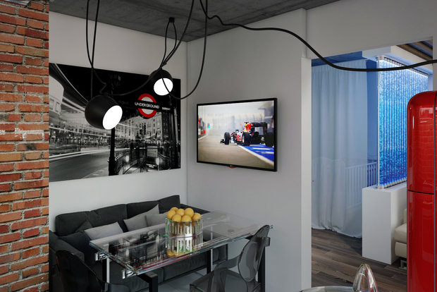 Фото из портфолио Лондонский паб. Дизайн однокомнатной  квартиры в панельном доме для семьи с маленькой дочкой – фотографии дизайна интерьеров на INMYROOM