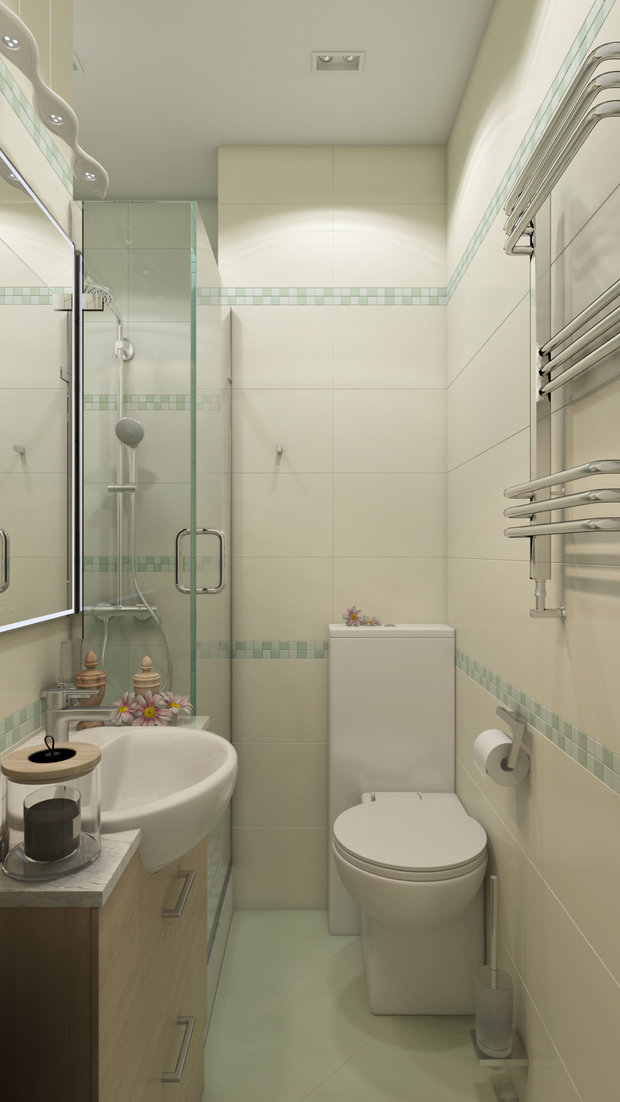 Фотография: Ванная в стиле Современный, Малогабаритная квартира, Квартира, Студия, Проект недели, Московская область, Раменское, новостройка, Александра Ладанова, Монолитный дом, до 40 метров – фото на INMYROOM