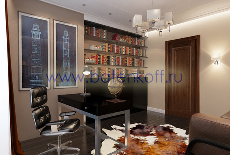 Дизайн проект кабинета квартире на Ботанической