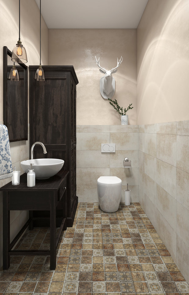 Фотография: Ванная в стиле Прованс и Кантри, Дом, Проект недели, Дом и дача, мансарда в загородном доме, Пермь, Юлия Чурина, необычный камин, декоративные балки – фото на INMYROOM