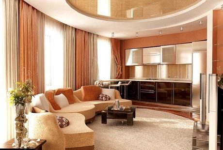 Персиковая гостиная в классическом стиле