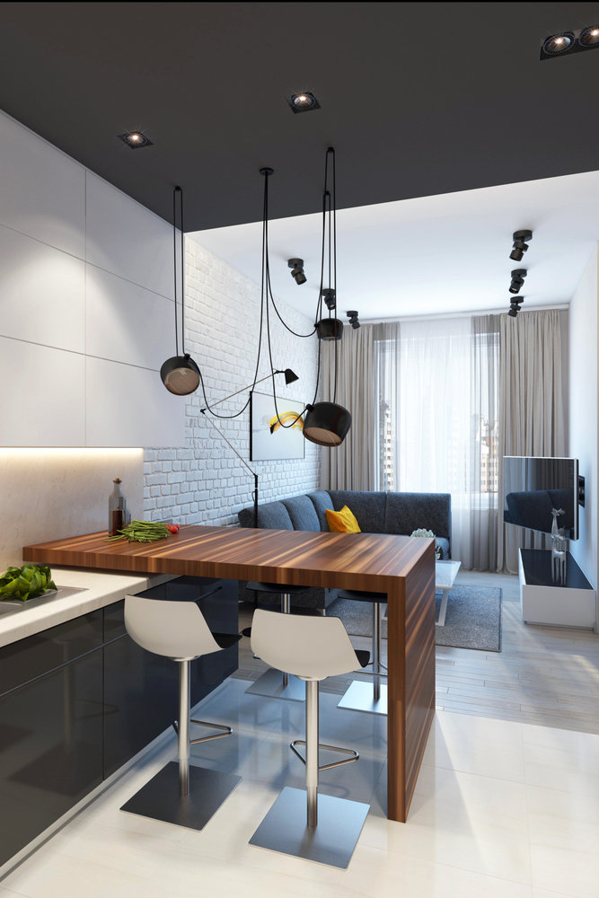 Фотография: Кухня и столовая в стиле Современный, Малогабаритная квартира, Квартира, Проект недели, Москва, Михаил Новинский, Ольга Погорелова, Монолитный дом, 1 комната, 40-60 метров, Марк Гришин – фото на INMYROOM Фотография: Кухня и столовая в стиле Современный, Малогабаритная квартира, Квартира, Проект недели, Москва, Михаил Новинский, Ольга Погорелова, Монолитный дом, 1 комната, 40-60 метров, Марк Гришин – фото на INMYROOM