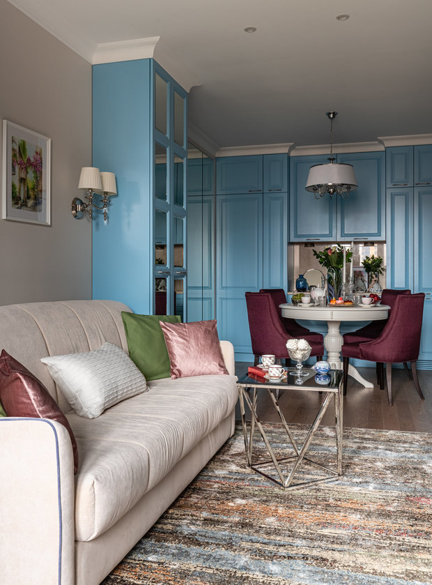 Фотография: Гостиная в стиле Классический, Современный, Квартира, Проект недели, Реутов, Монолитный дом, 2 комнаты, 40-60 метров, Наталья Широкорад – фото на INMYROOM