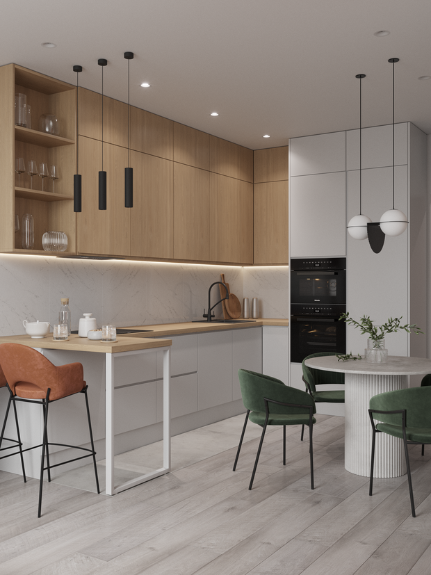 Фотография: Кухня и столовая в стиле Современный, Минимализм, Квартира, Проект недели, Москва, Монолитный дом, 3 комнаты, 60-90 метров, Анастасия Григорьева – фото на INMYROOM