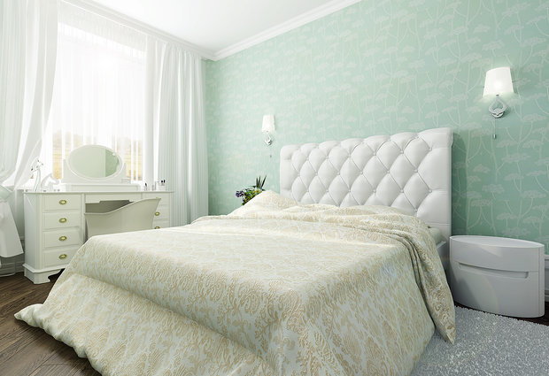 Фото из портфолио Нежная мятная спальня – фотографии дизайна интерьеров на INMYROOM