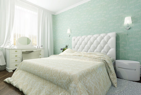 Нежная мятная спальня