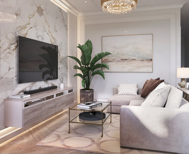 Фото из портфолио Нежная неоклассика – фотографии дизайна интерьеров на INMYROOM