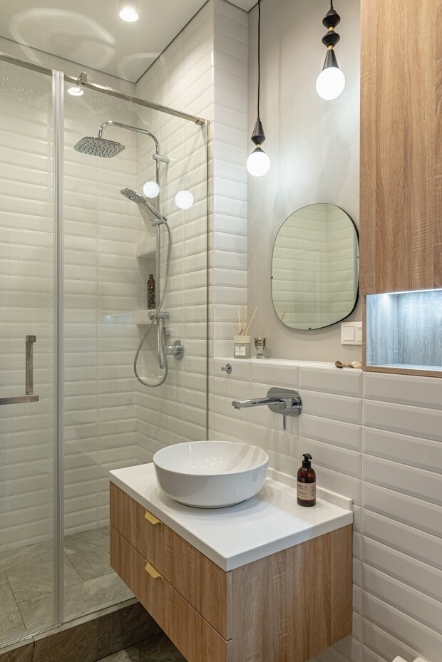 Фотография: Ванная в стиле Скандинавский, Современный, Эклектика, Минимализм, Эко, Квартира, Крым, Проект недели, 3 комнаты, Более 90 метров, Red Wine design, Евпатория – фото на INMYROOM