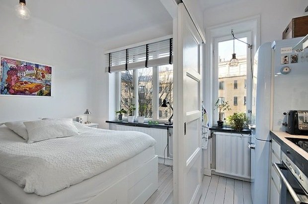 Фотография: Спальня в стиле Скандинавский, Малогабаритная квартира, Квартира, Дома и квартиры – фото на INMYROOM