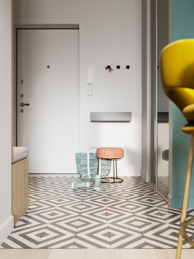 Фотография: Прихожая в стиле Скандинавский, Современный, Квартира, Перепланировка, Москва, 1 комната, 40-60 метров, Яна Грошева – фото на INMYROOM