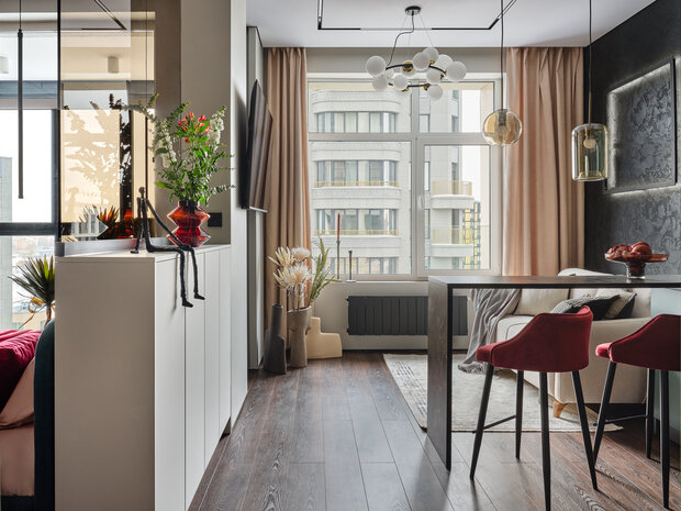 Фотография: Кухня и столовая в стиле Современный, Малогабаритная квартира, Квартира, Проект дня, Новая Москва, Монолитный дом, 2 комнаты, 40-60 метров, Руслан Битиев – фото на INMYROOM