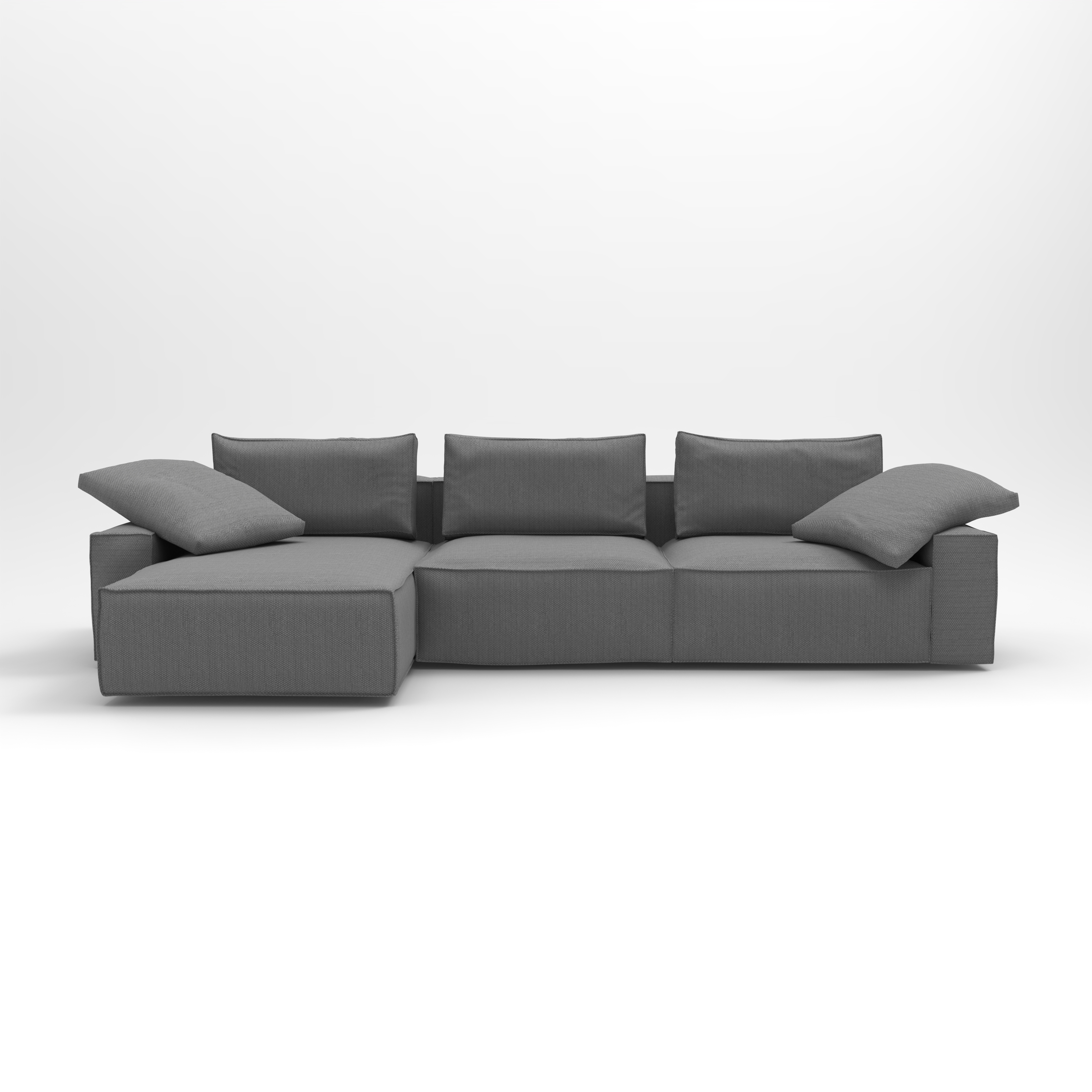 Диван угловой с оттоманкой Harius серого цвета