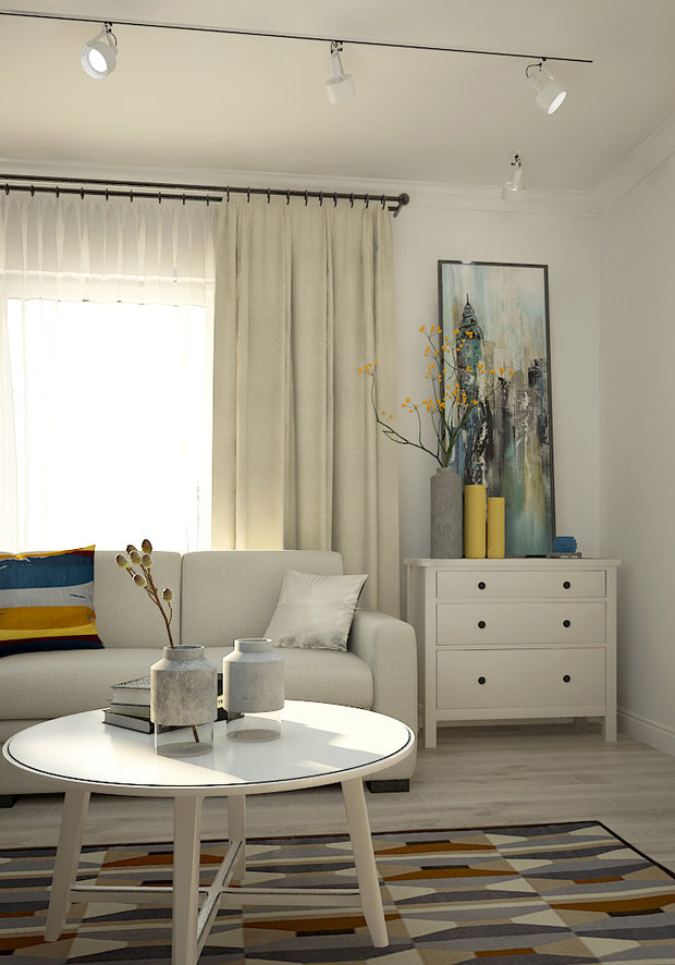 Фотография: Гостиная в стиле Скандинавский, Квартира, Проект недели, Зеленоград, Монолитный дом, 3 комнаты, 60-90 метров, Софья Петрухина – фото на INMYROOM