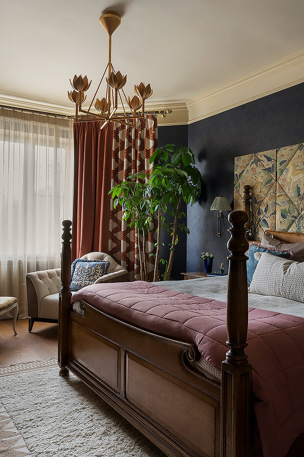 Фотография: Спальня в стиле Классический, Современный, Эклектика, Винтажный, Квартира, Проект дня, Москва, 4 и больше, Более 90 метров, Наталья Митракова – фото на INMYROOM
