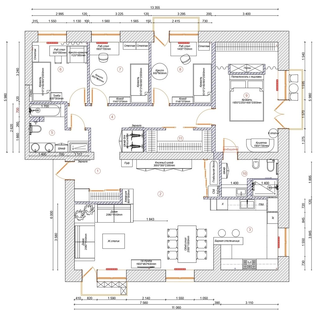Фотография: Планировки в стиле , Современный, Квартира, Проект недели, Москва, 4 и больше, Более 90 метров, Анастасия Краснова – фото на INMYROOM