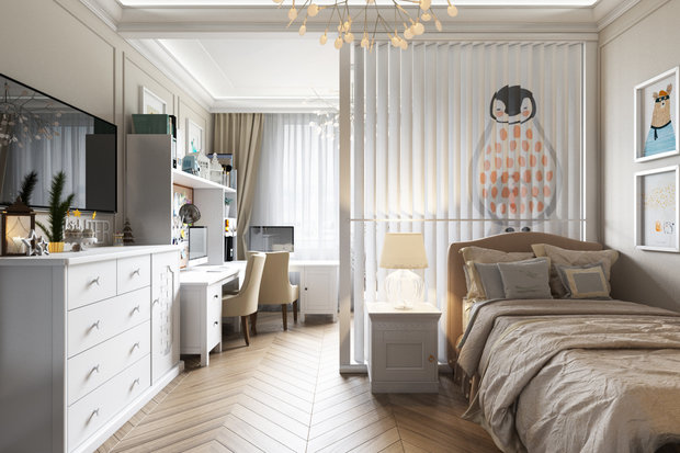 Фотография: Детская в стиле Классический, Современный, Квартира, Проект недели, Санкт-Петербург, 3 комнаты, Более 90 метров, Монолитно-кирпичный, Дарья Баранович – фото на INMYROOM