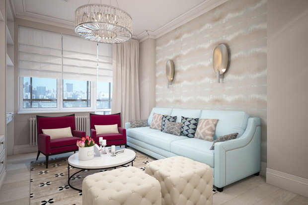 Фотография: Гостиная в стиле Прованс и Кантри, Современный, Квартира, Проект недели, Санкт-Петербург, новостройка, Светлана Иванова, Кирпичный дом, Монолитный дом, 2 комнаты, 60-90 метров – фото на INMYROOM