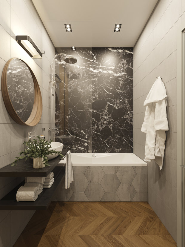 Фотография: Ванная в стиле Современный, Эко, Квартира, Проект недели, Красногорск, Монолитный дом, 3 комнаты, Более 90 метров, Алена Кузнецова – фото на INMYROOM