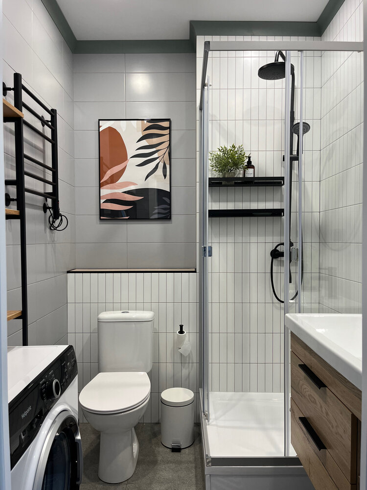 Фотография: Ванная в стиле Скандинавский, Современный, Малогабаритная квартира, Студия, Проект недели, Красногорск, Монолитный дом, Путилково, до 40 метров, Елена Мухачева – фото на INMYROOM