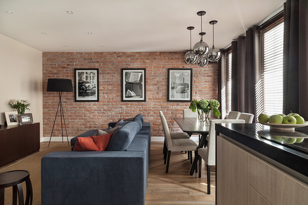 Фотография: Гостиная в стиле Лофт, Современный, Эклектика, Классический, Квартира, Дома и квартиры, IKEA, Проект дня, Дина Салахова – фото на INMYROOM