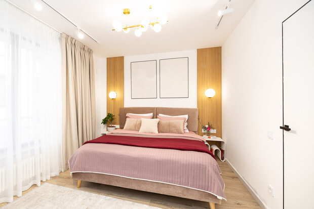 Фотография: Спальня в стиле Современный, Квартира, Проект дня, Сочи, Блочный дом, 3 комнаты, 60-90 метров, Красная Поляна, современный с элементами минимализма и скандинавского стиля, Анна Терентьева – фото на INMYROOM