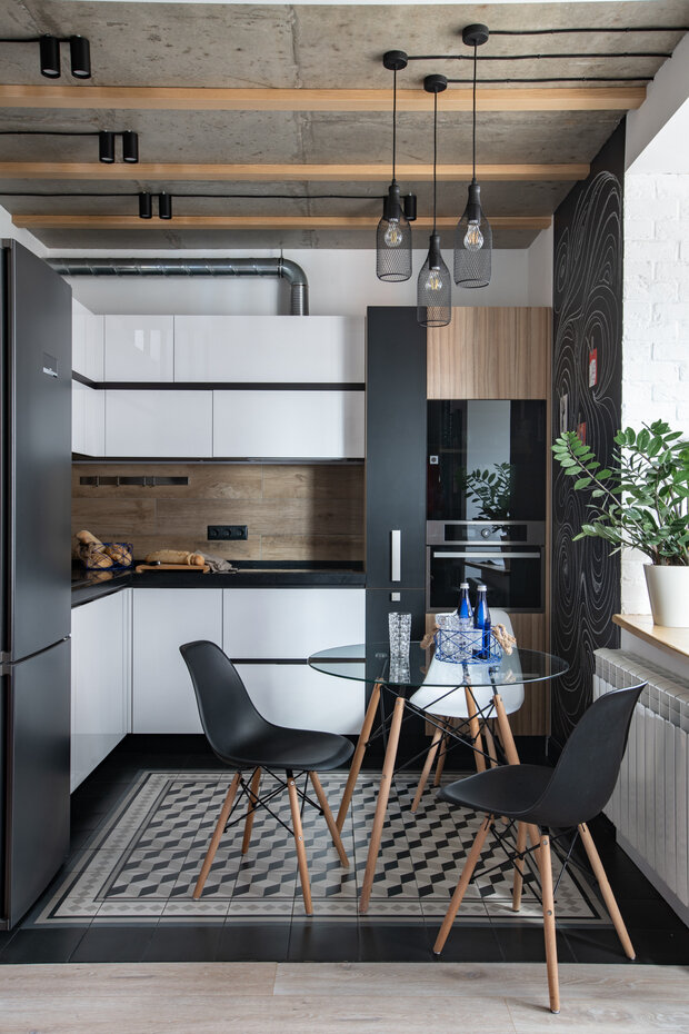 Фотография: Кухня и столовая в стиле Лофт, Современный, Эклектика, Квартира, Проект недели, Москва, 3 комнаты, 60-90 метров, Татьяна Архипова – фото на INMYROOM