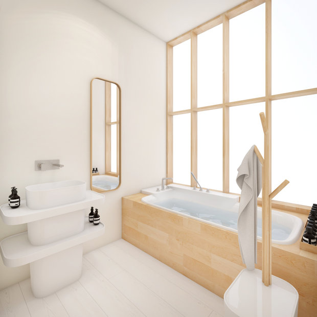 Фотография: Ванная в стиле Скандинавский, Современный, Восточный, Квартира, Дома и квартиры, Минимализм, Проект недели – фото на INMYROOM