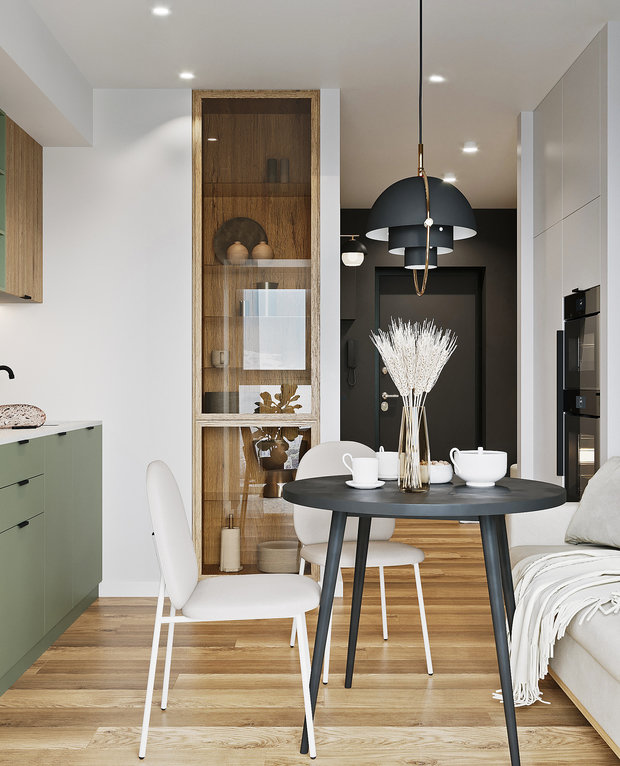 Фотография: Кухня и столовая в стиле Современный, Квартира, Проект недели, Санкт-Петербург, 1 комната, 40-60 метров, Finterio – фото на INMYROOM